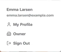 The menu that opens from your profile picture at the top right