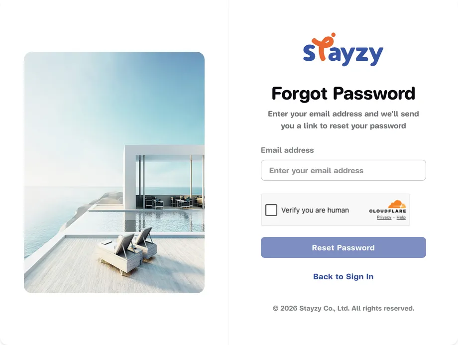 The Forgot Password page asking for your email