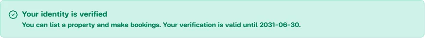The box confirming your identity is verified, with the valid-until date